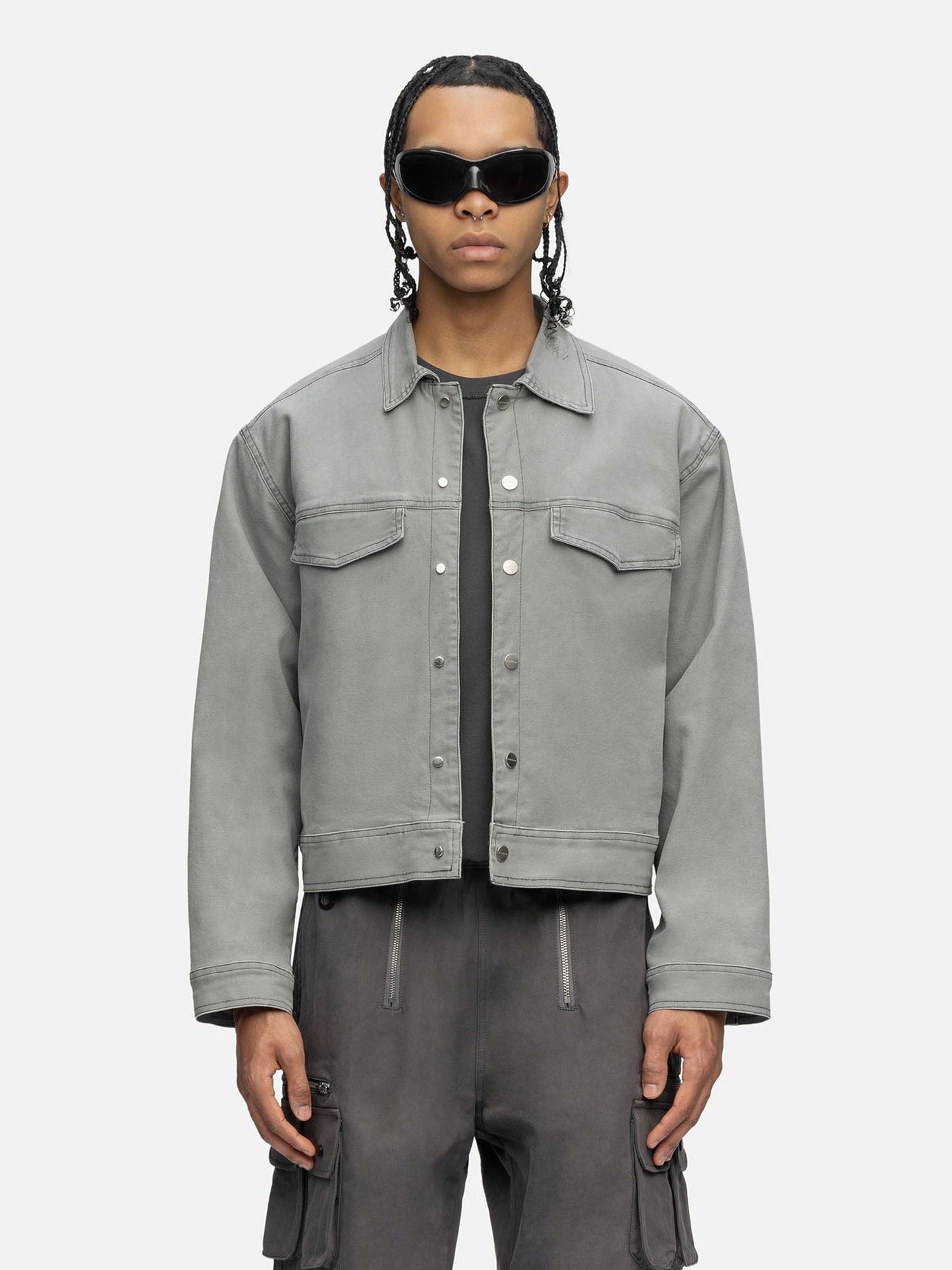 LINED CANVAS JACKET WASHED GRAY 