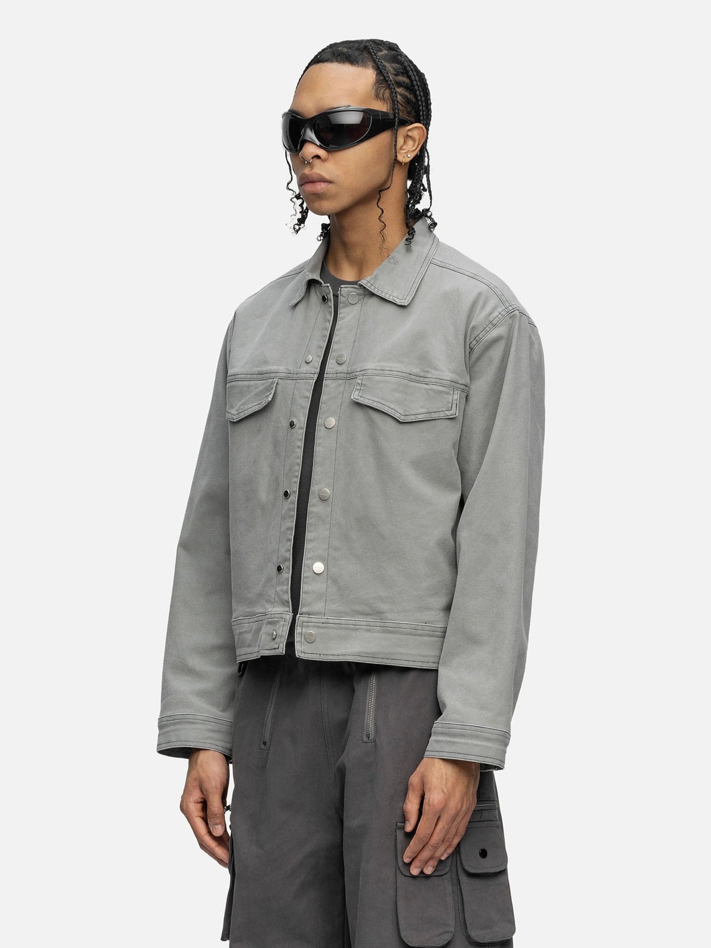 LINED CANVAS JACKET WASHED GRAY 