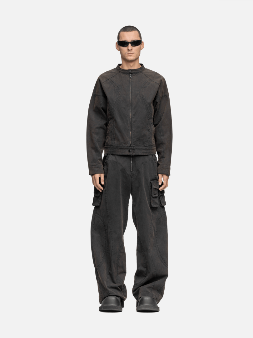 CANVAS BIKER JACKET RUST 